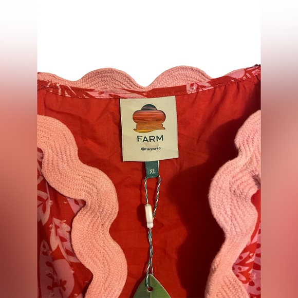 NWT FARM Rio Flowerful Birds Red Mix Midi Dress Sz XL - Picture 4 of 8